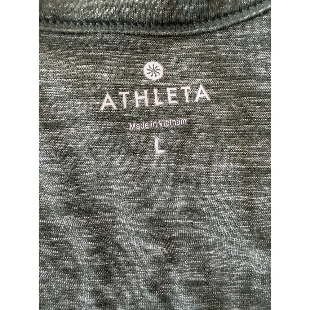 Athleta Odyssey V-neck Wrap Top Size L Long Sleeve Stretch Knit Yoga Green - Picture 5 of 7